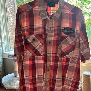 Harley-Davidson Men's Red Plaid Button Down Shirt
